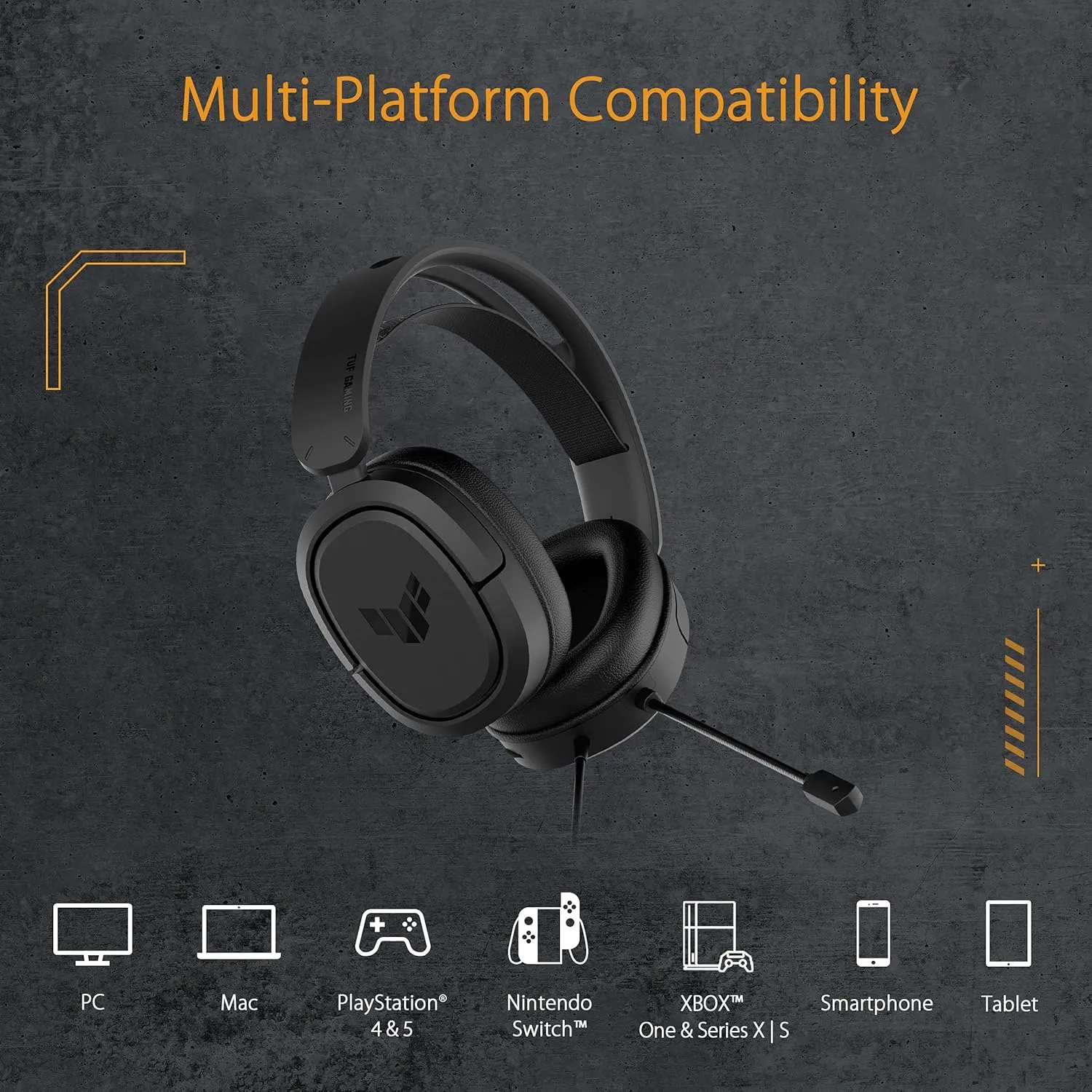 ASUS TUF Gaming H1 Wired Headset – Discord Certified Mic, 7.1 Surround, 40mm Drivers – Black
