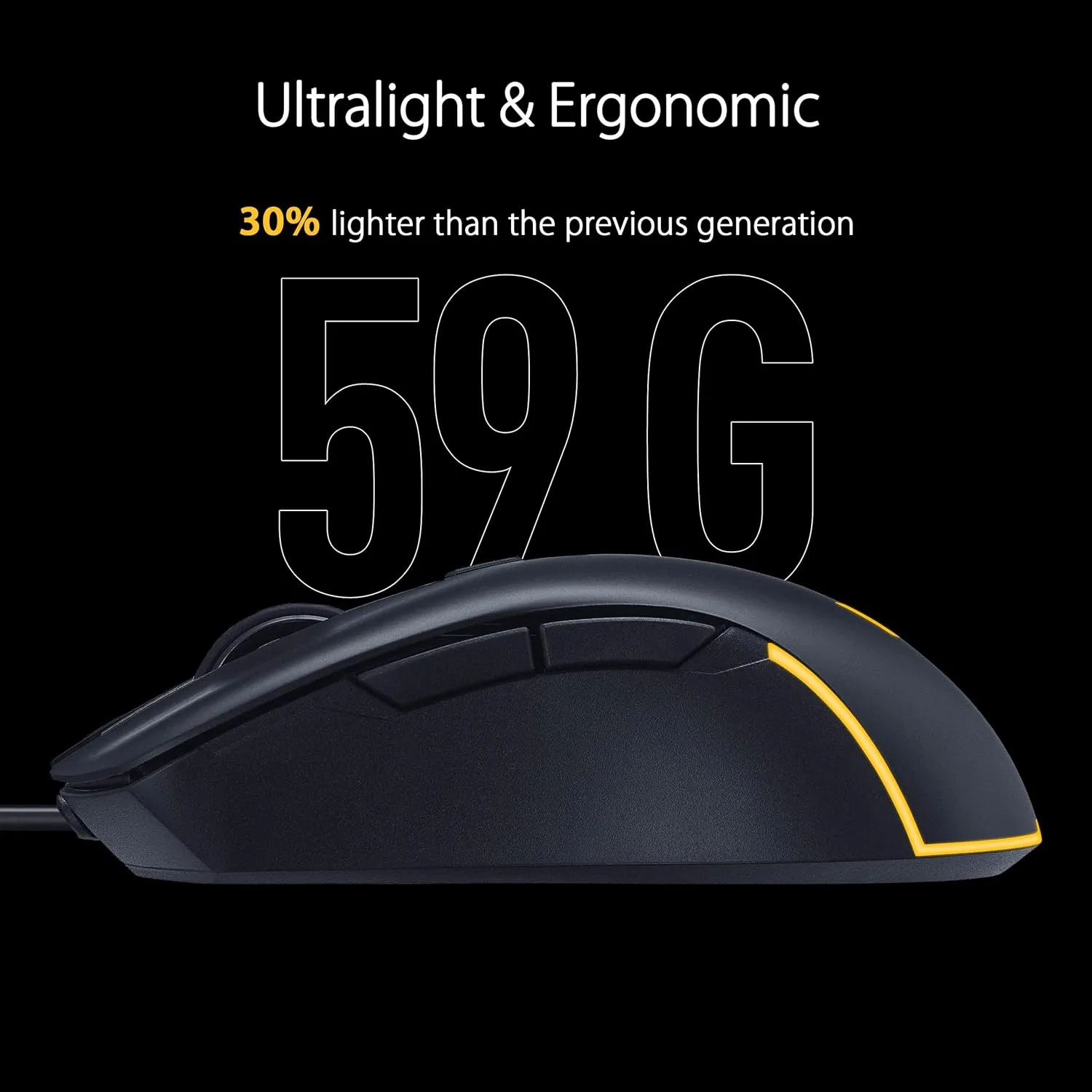 ASUS TUF Gaming M3 Gen II Wired USB Gaming Mouse – Right-Handed Ergonomic, 59g Lightweight, 8K DPI, IP56 Dust & Water Resistance, Antibacterial Guard, 6 Programmable Buttons, PC/Mac Support - Black