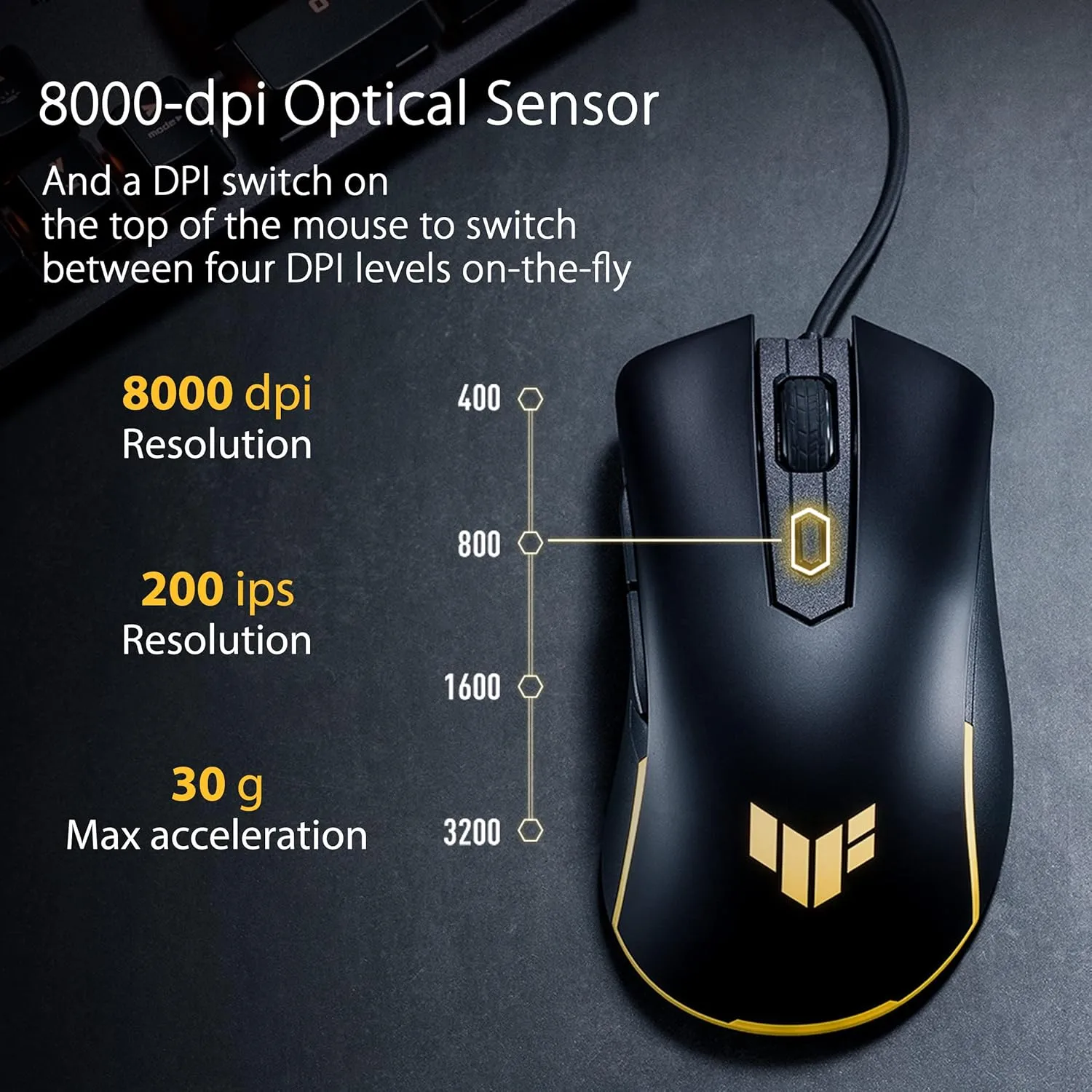 ASUS TUF Gaming M3 Gen II Wired USB Gaming Mouse – Right-Handed Ergonomic, 59g Lightweight, 8K DPI, IP56 Dust & Water Resistance, Antibacterial Guard, 6 Programmable Buttons, PC/Mac Support - Black