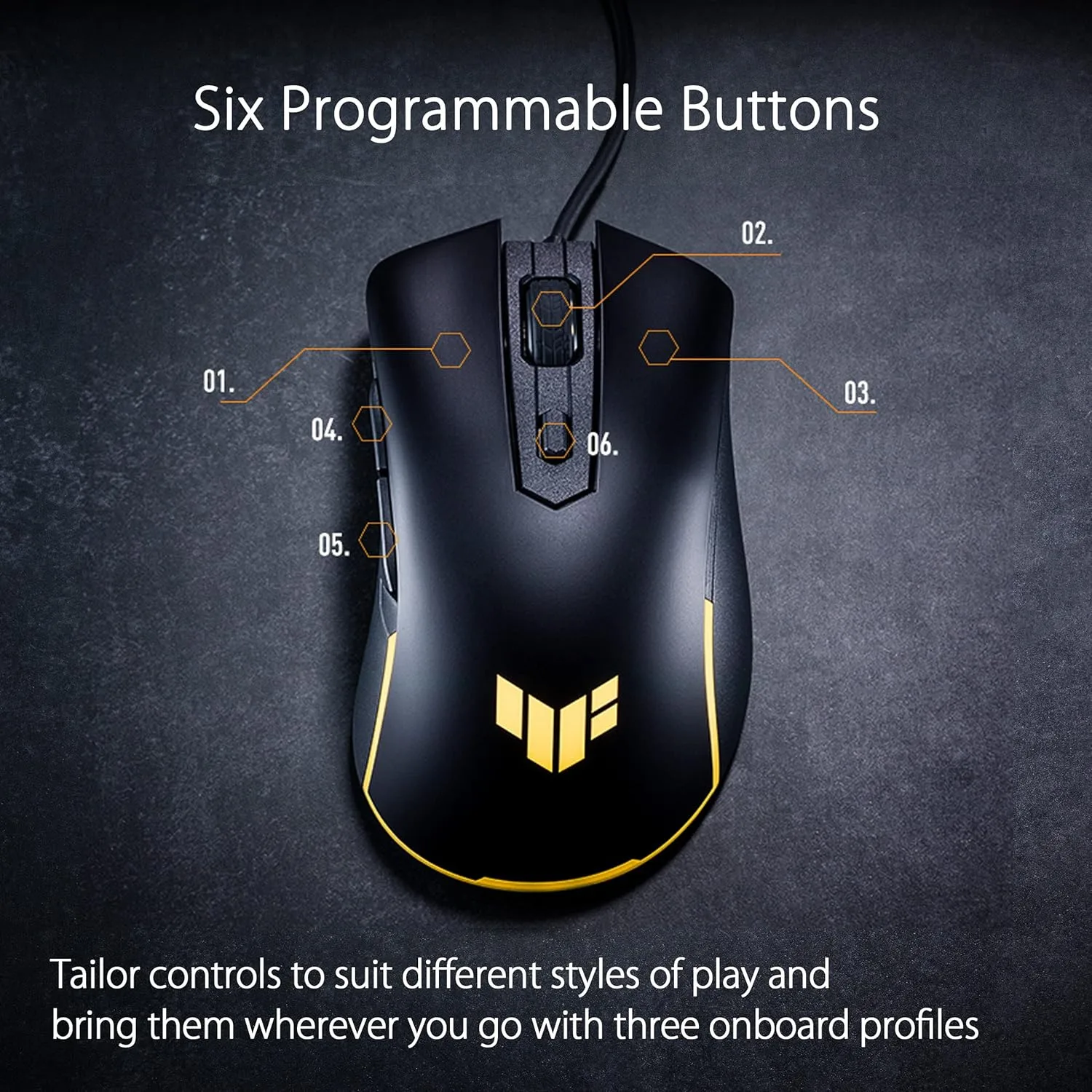 ASUS TUF Gaming M3 Gen II Wired USB Gaming Mouse – Right-Handed Ergonomic, 59g Lightweight, 8K DPI, IP56 Dust & Water Resistance, Antibacterial Guard, 6 Programmable Buttons, PC/Mac Support - Black