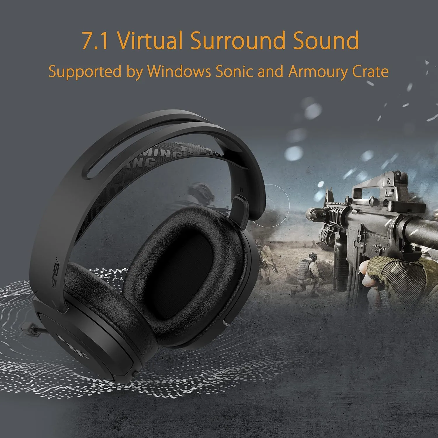 ASUS TUF Gaming H1 Wireless Gaming Headset with Mic – 2.4GHz via USBC, Virtual 7.1 Surround Sound, Deep Bass, Discord/TeamSpeak-Certified Mic, Lightweight, for PC, Mac, PS5, PS4, Switch, Mobile