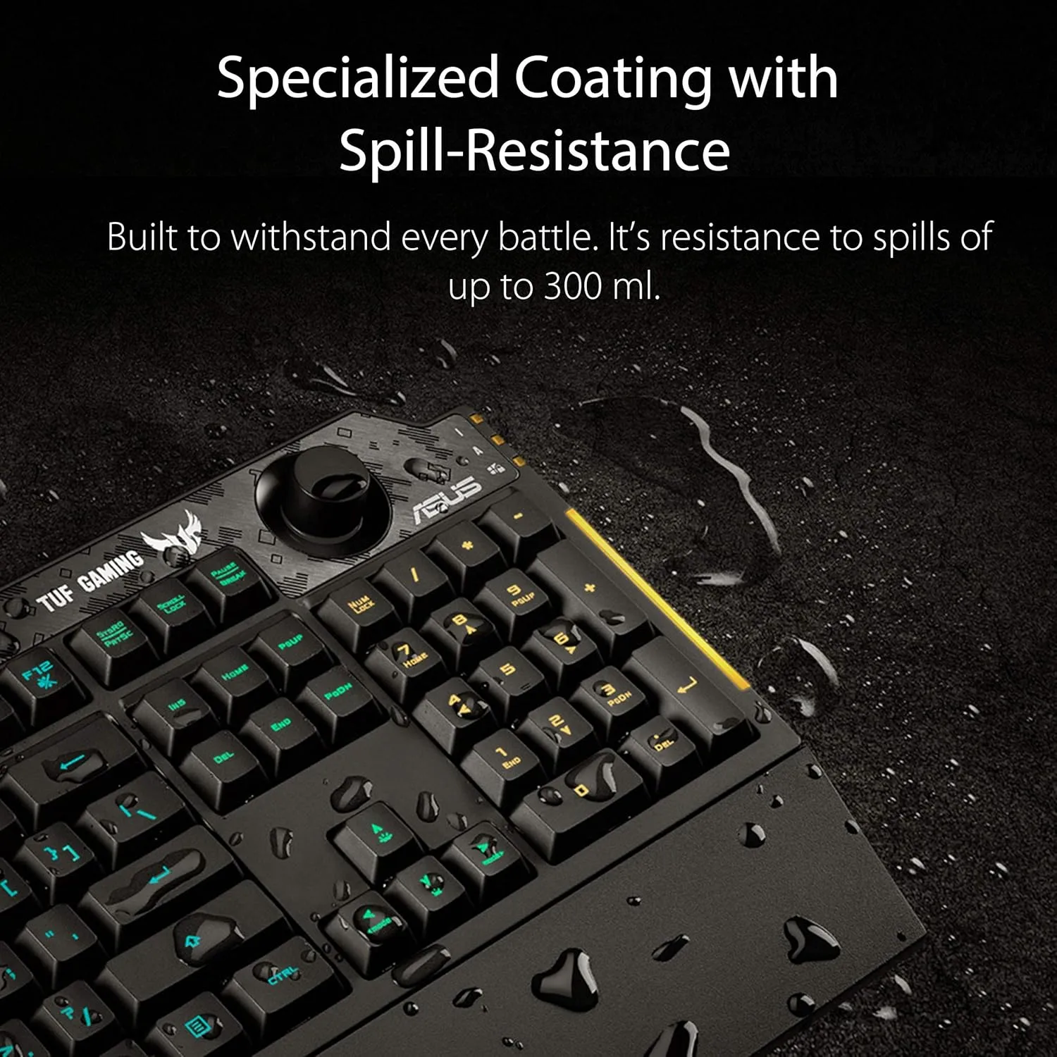 ASUS TUF K1 RGB Gaming Keyboard — Spill-Resistant, Volume Knob