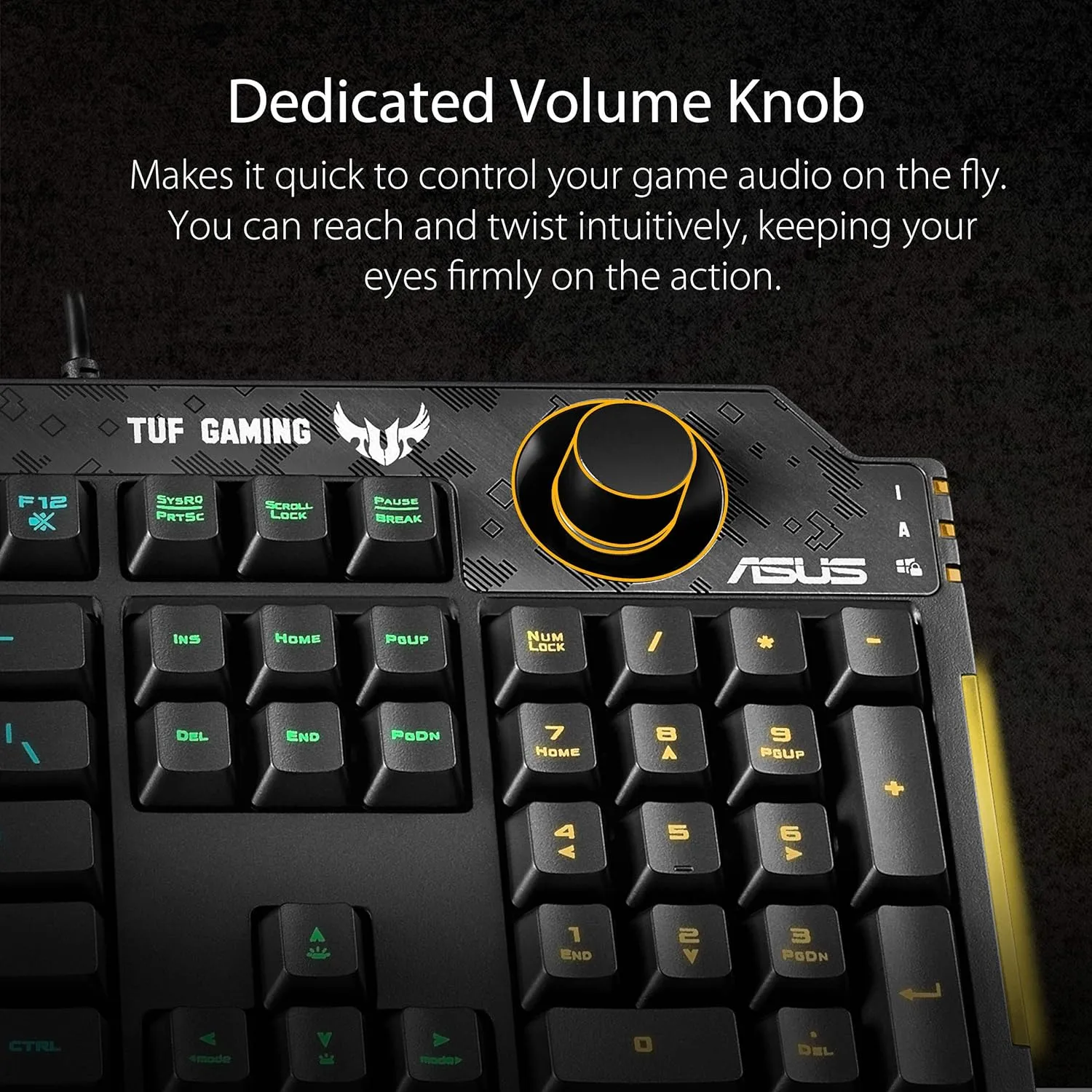 ASUS TUF K1 RGB Gaming Keyboard — Spill-Resistant, Volume Knob