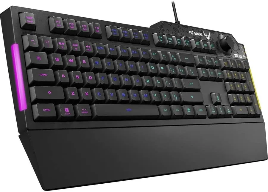 ASUS TUF K1 RGB Gaming Keyboard — Spill-Resistant, Volume Knob
