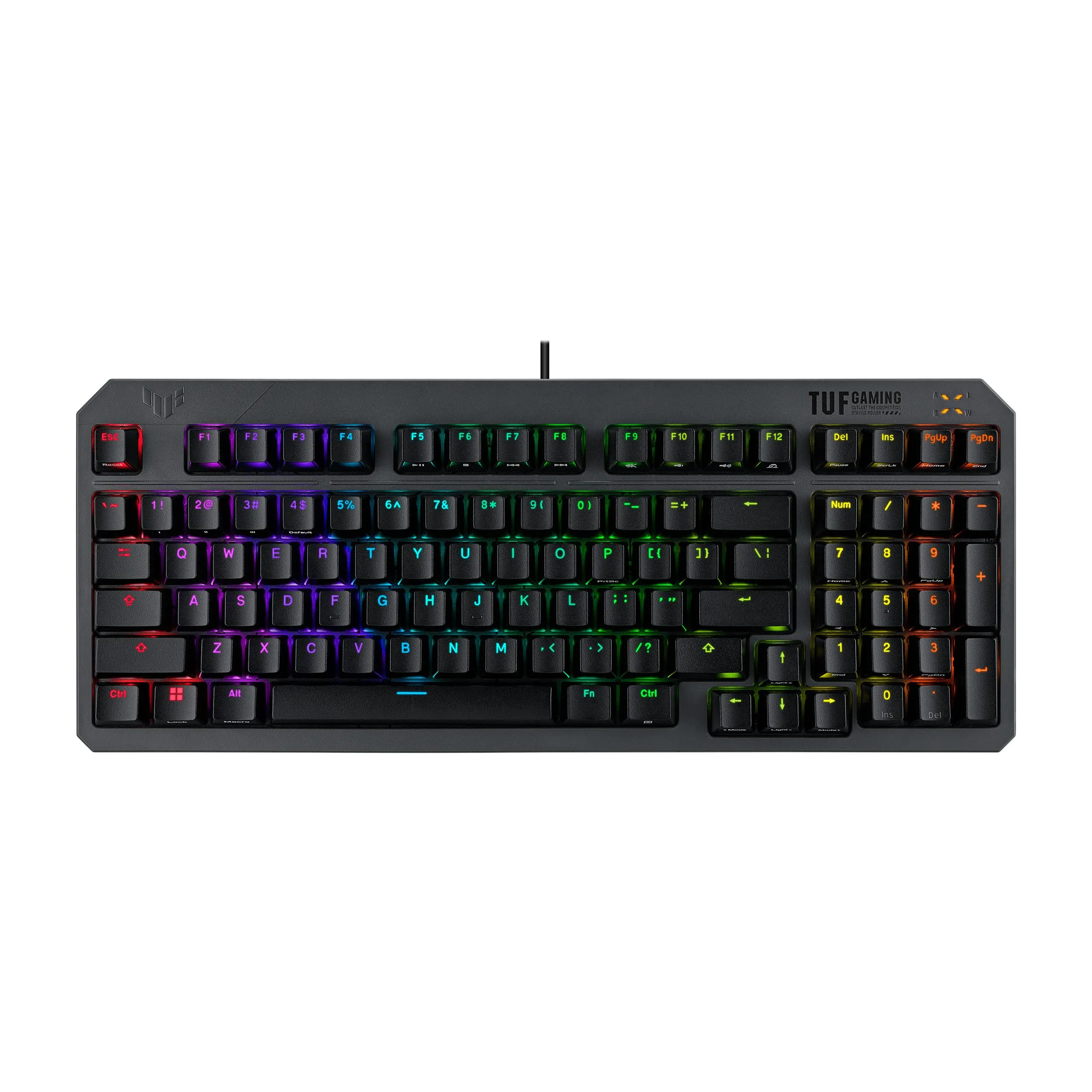 ASUS TUF Gaming K3 Gen II Wired USB Gaming Keyboard – 97-Key Compact Layout, Optical-Mechanical RGB (Linear) Switches, PBT Keycaps, Detachable Top Plate, IP57 Waterproofing, PC/Mac Support - Black