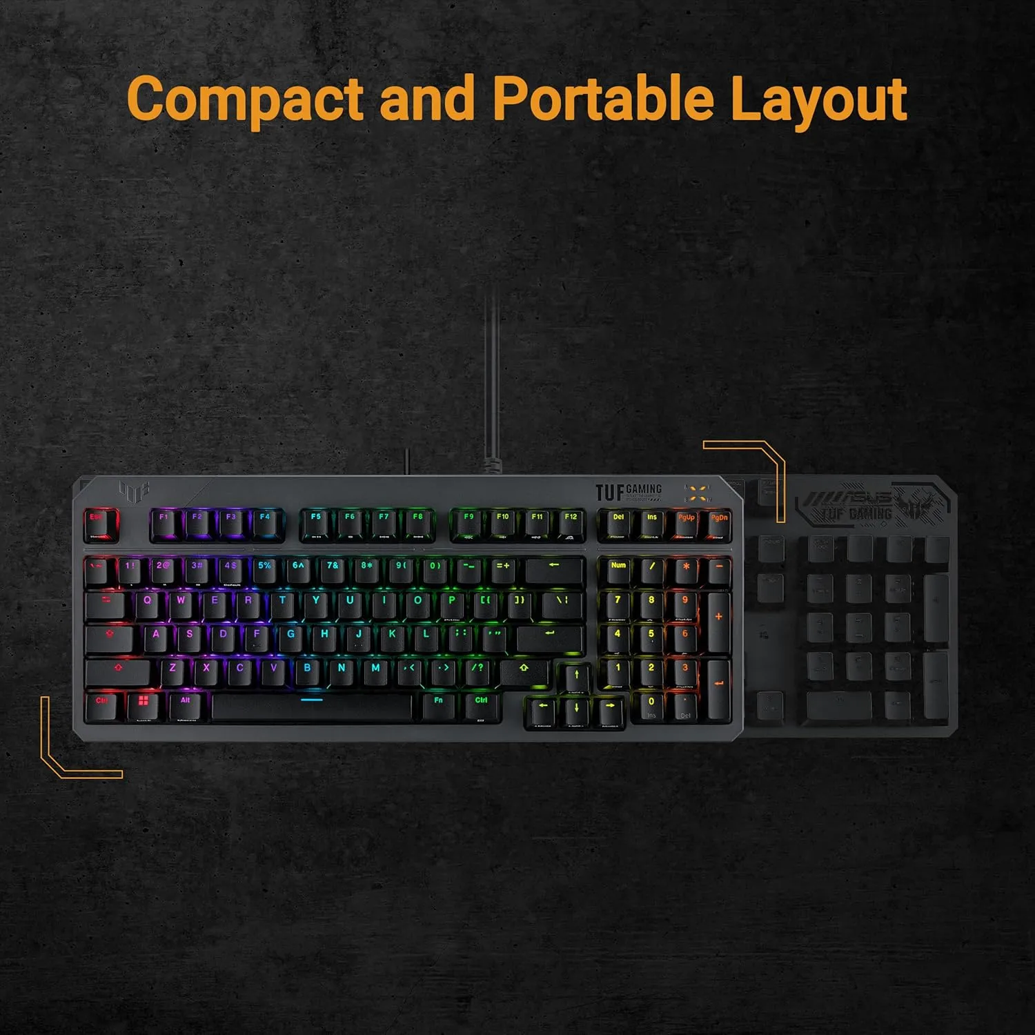 ASUS TUF Gaming K3 Gen II Wired USB Gaming Keyboard – 97-Key Compact Layout, Optical-Mechanical RGB (Linear) Switches, PBT Keycaps, Detachable Top Plate, IP57 Waterproofing, PC/Mac Support - Black