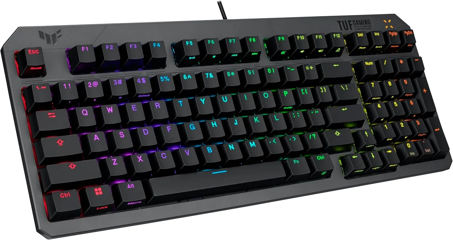 ASUS TUF Gaming K3 Gen II Wired USB Gaming Keyboard – 97-Key Compact Layout, Optical-Mechanical RGB (Linear) Switches, PBT Keycaps, Detachable Top Plate, IP57 Waterproofing, PC/Mac Support - Black