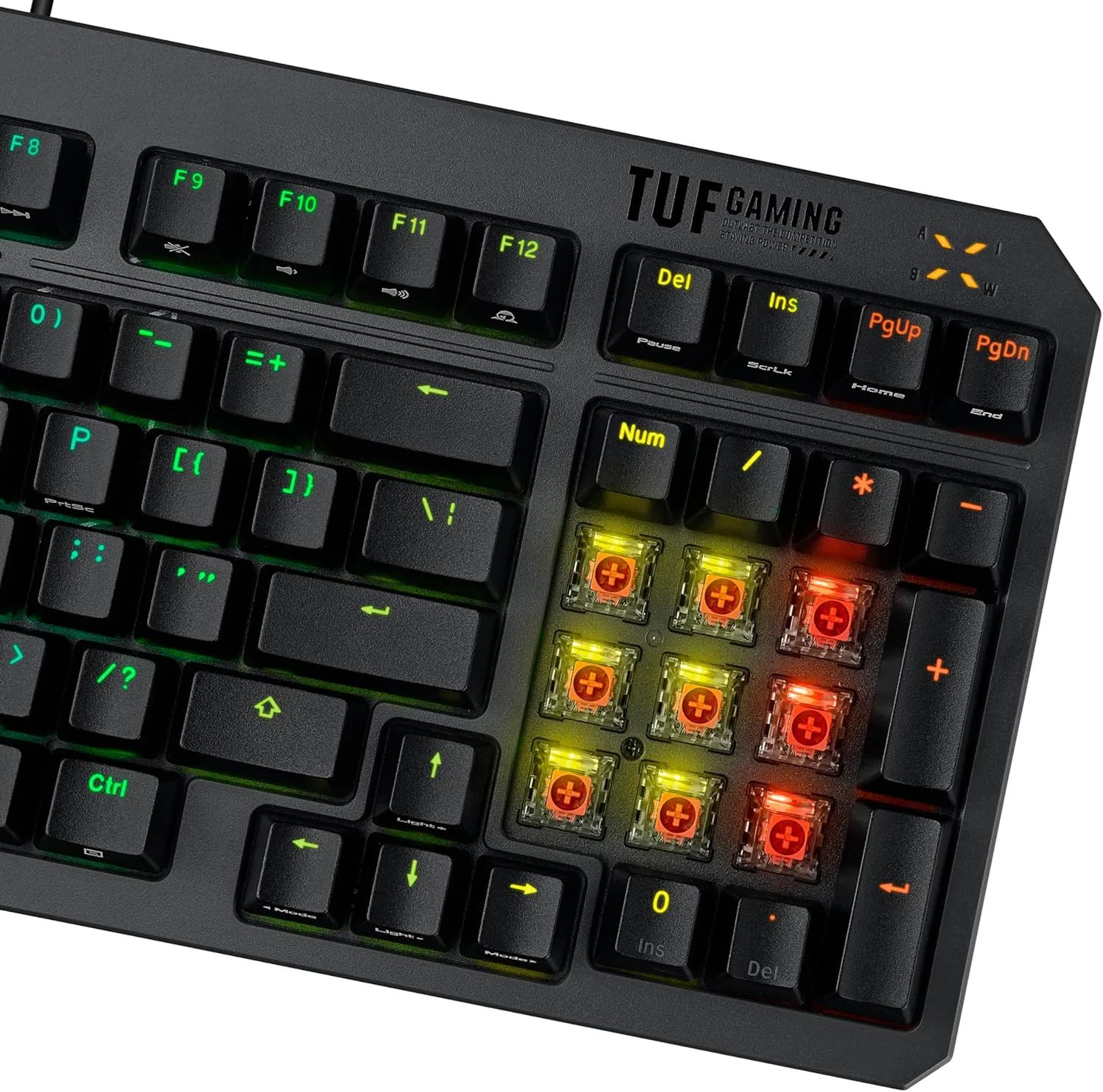 ASUS TUF Gaming K3 Gen II Wired USB Gaming Keyboard – 97-Key Compact Layout, Optical-Mechanical RGB (Linear) Switches, PBT Keycaps, Detachable Top Plate, IP57 Waterproofing, PC/Mac Support - Black