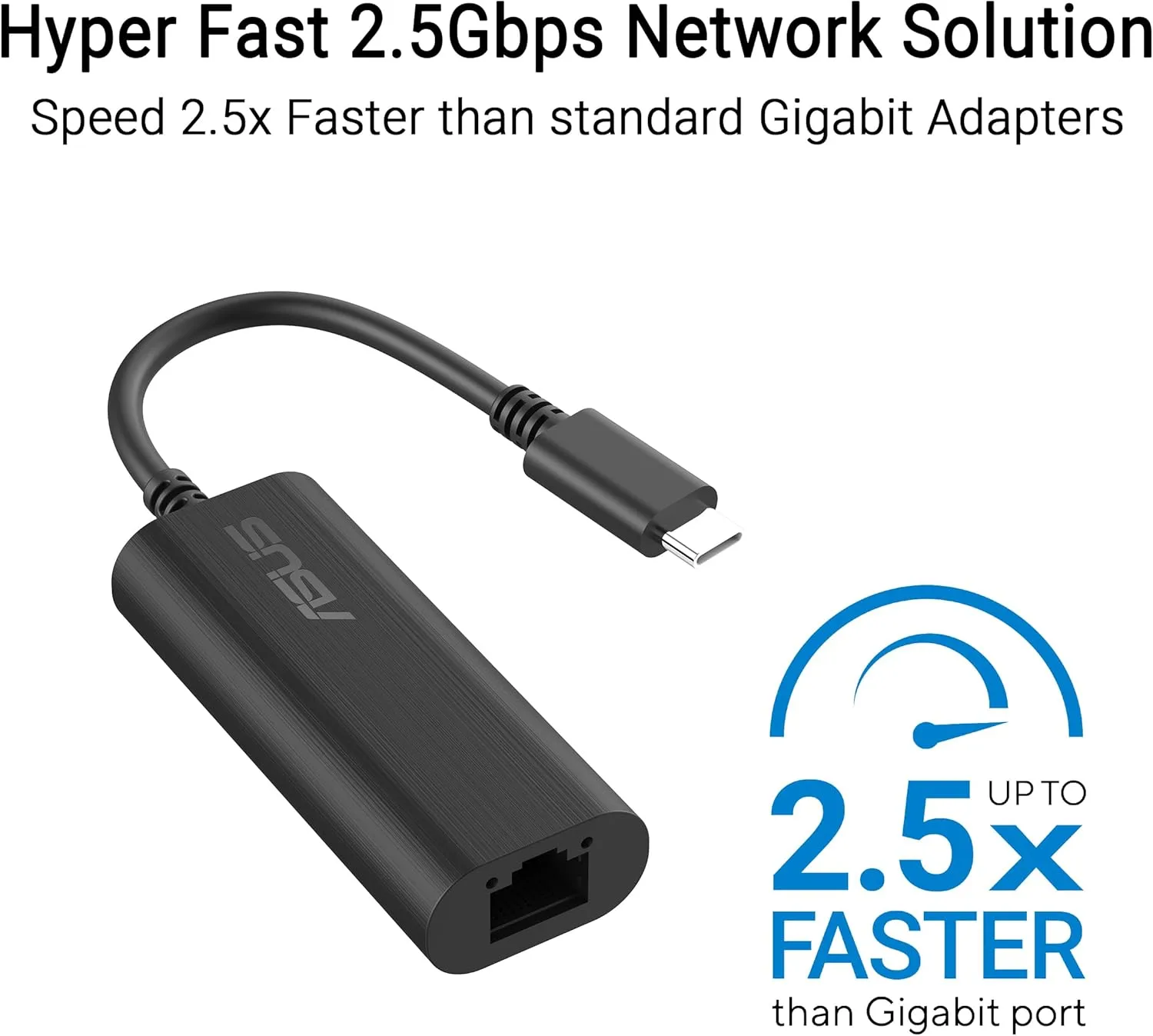 ASUS USB-C2500 V2 2.5Gbps Type-C Wired Network Adapter, RJ45 LAN, USB-C High-Speed Transfer, Compatible with 2.5G/1G/100Mbps