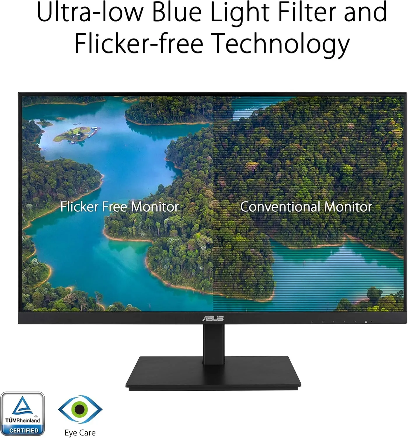 ASUS Full HD 1080p Monitor with Eye Care, HDMI VGA USB
