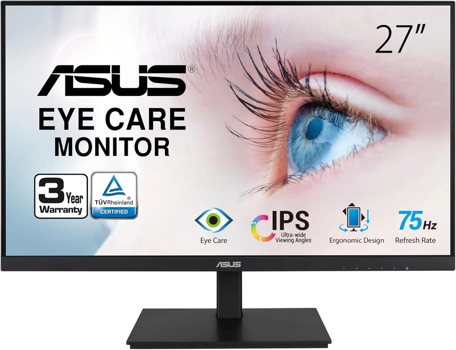 ASUS Full HD 1080p Monitor with Eye Care, HDMI VGA USB