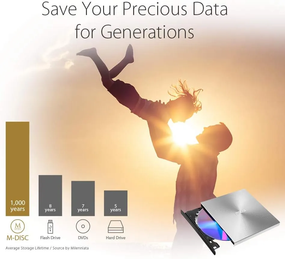 ASUS Slim Portable 8X External DVD Writer USB 2.0 Drive