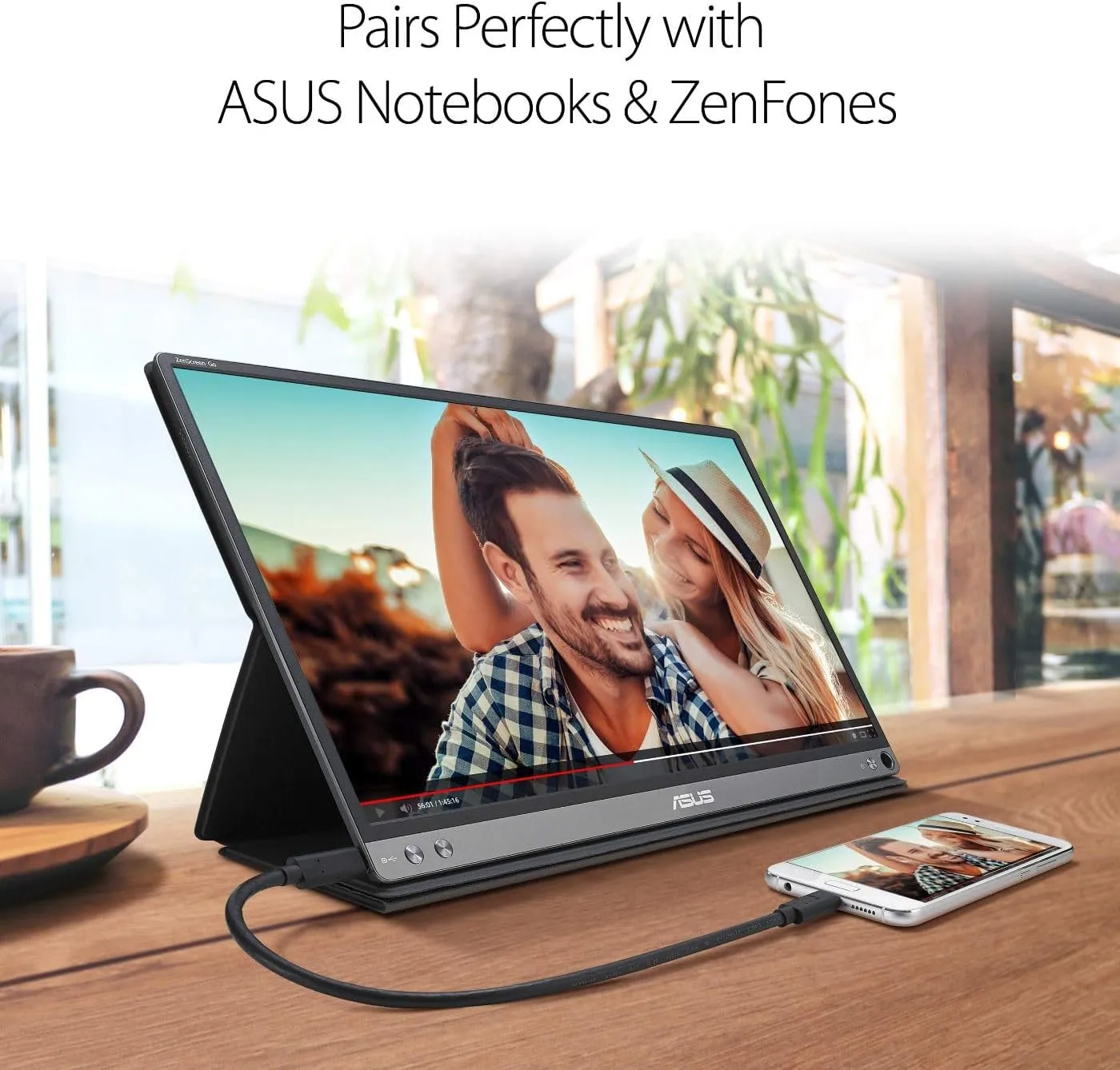 ASUS ZenScreen 15.6” 1080P Portable USB Monitor (MB16AHP) - Full HD, IPS, Eye Care, Micro HDMI, USB Type-C, Speakers