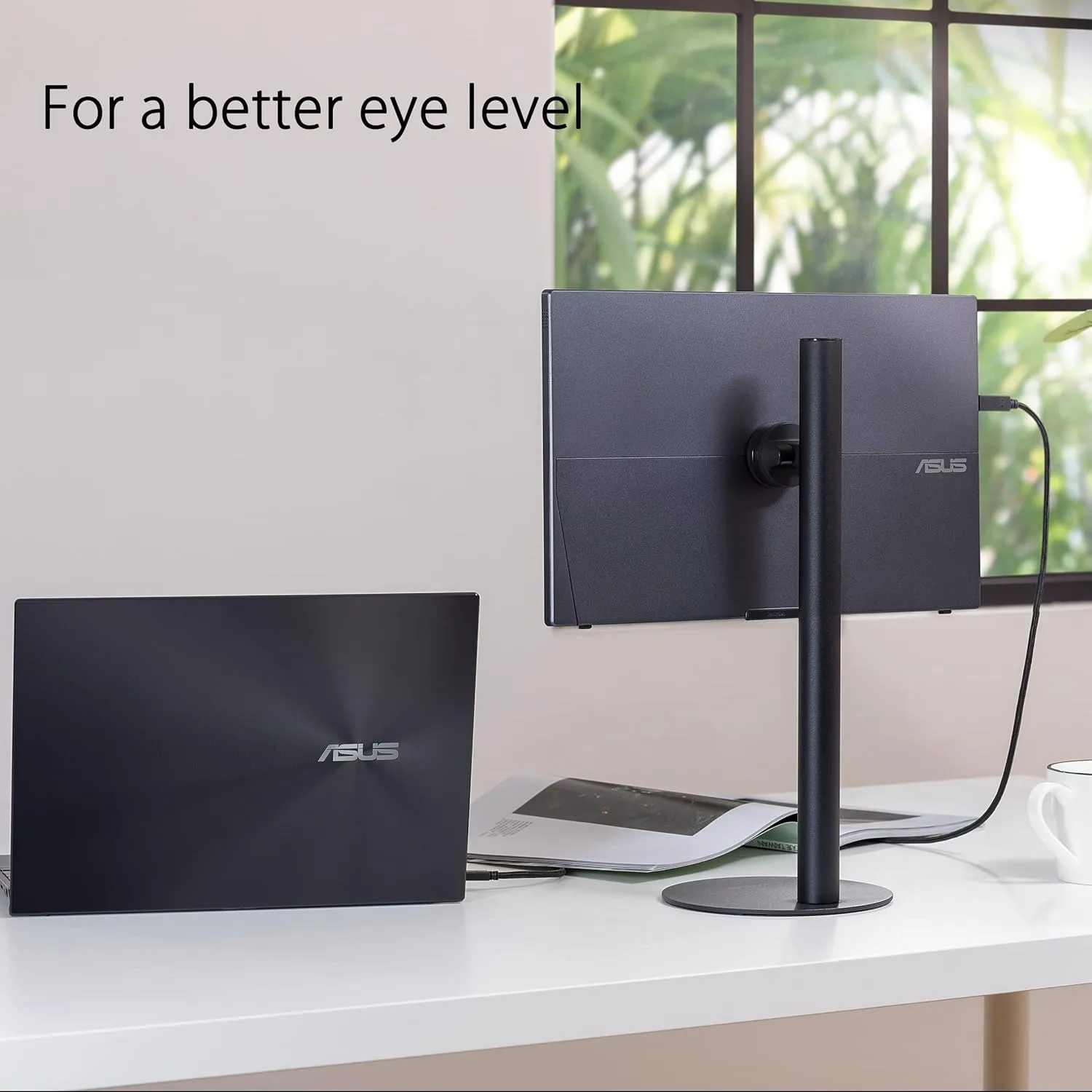 ASUS ZenScreen Stand MTS02D - Ergonomic Adjustable Stand for Portable Monitors, Titanium