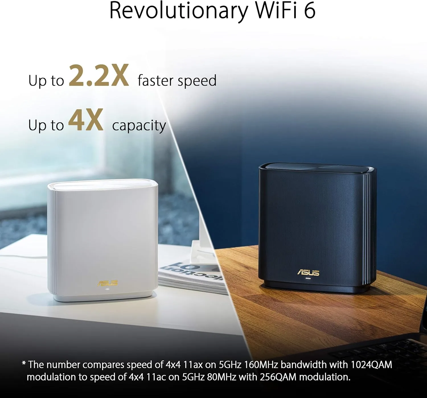 ASUS ZenWiFi AX6600 Tri‑Band Mesh WiFi 6 System (XT8) - 2-Pack, Whole Home Coverage up to 5500 sq.ft, White