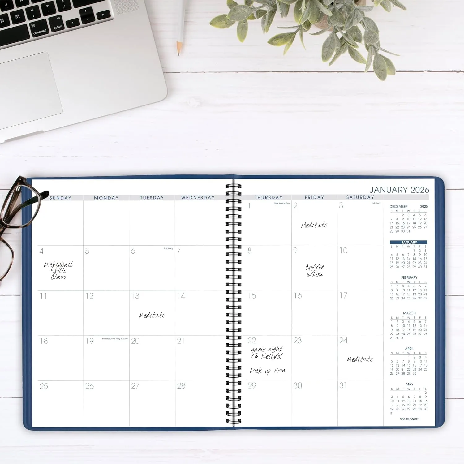 AT-A-GLANCE 15-Month Monthly Planner, Large 9 x 11, Faux Leather