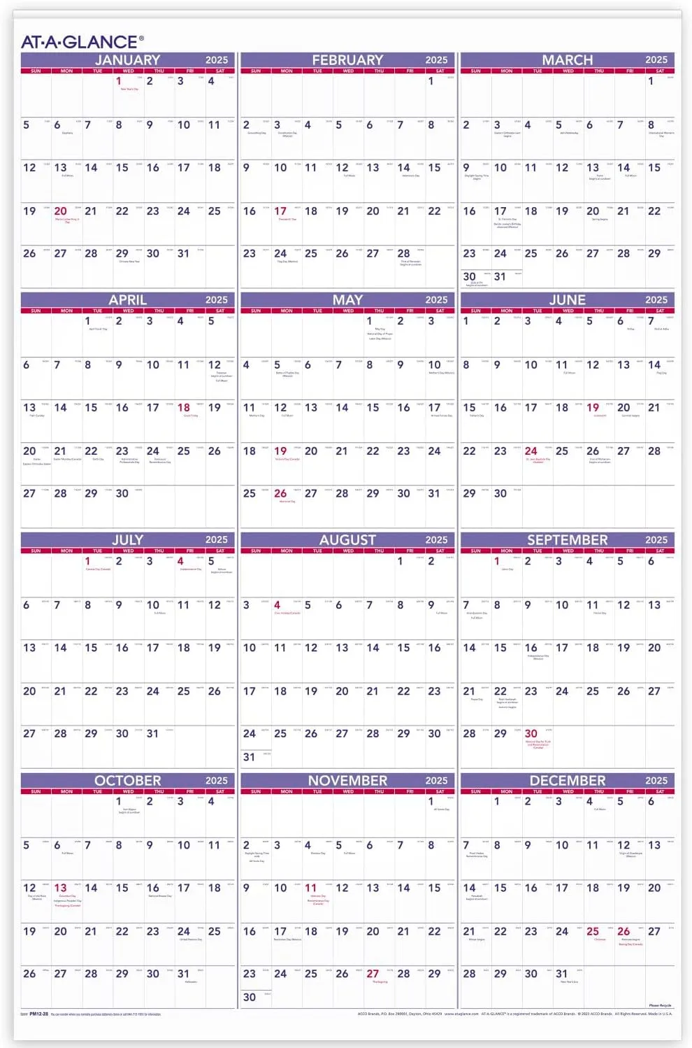 AT-A-GLANCE Yearly Wall Calendar, Extra Large, 24" x 36"