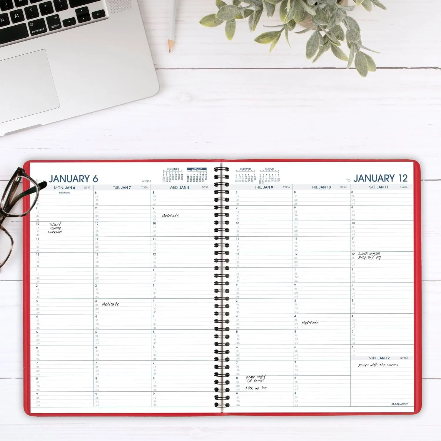 AT-A-GLANCE Weekly Appointment Book Planner, Large 8-1/4 x 11, Quarter-Hourly