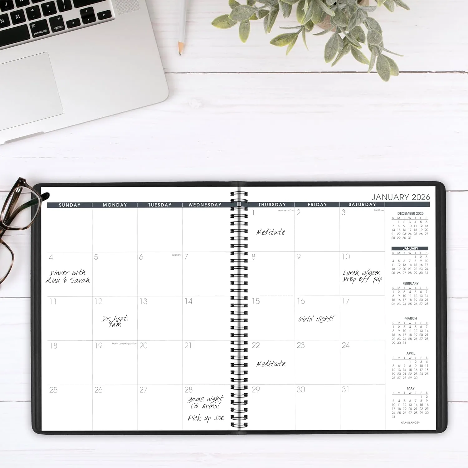 AT-A-GLANCE 15-Month Monthly Planner, Large 9 x 11, Faux Leather