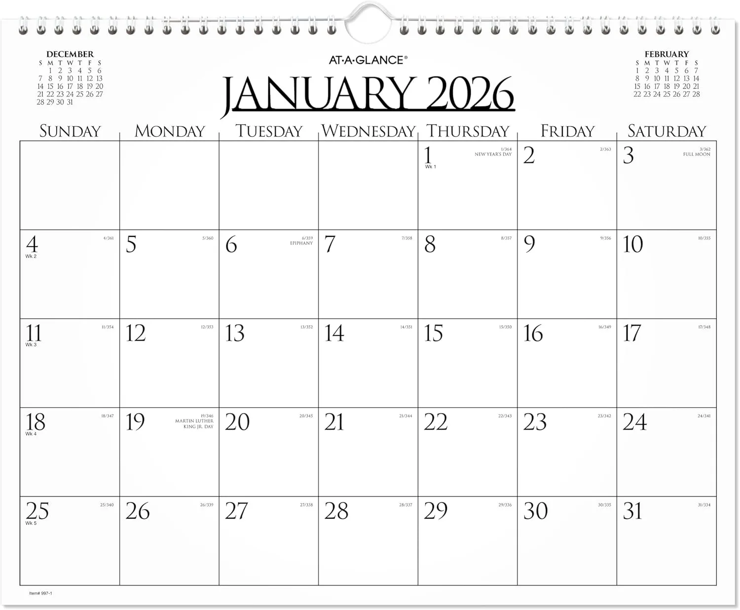 AT-A-GLANCE 2026 Wall Calendar, Monthly, 15" x 12", Medium, Business (997-1-26) 2026 New Edition