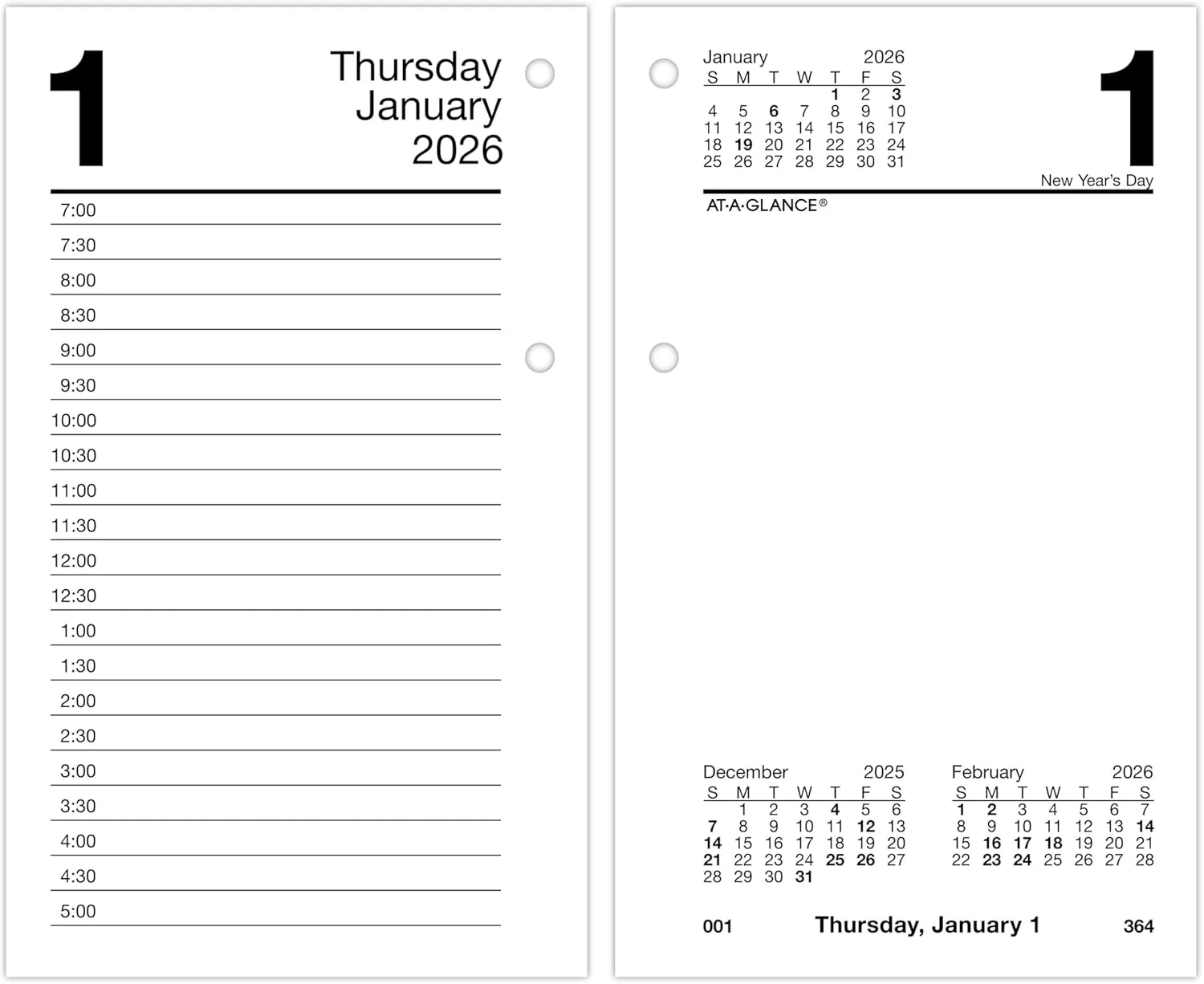 AT-A-GLANCE Daily Loose-Leaf Desk Calendar Refill, 3.5 x 6, Standard (Fits 17 Style bases)