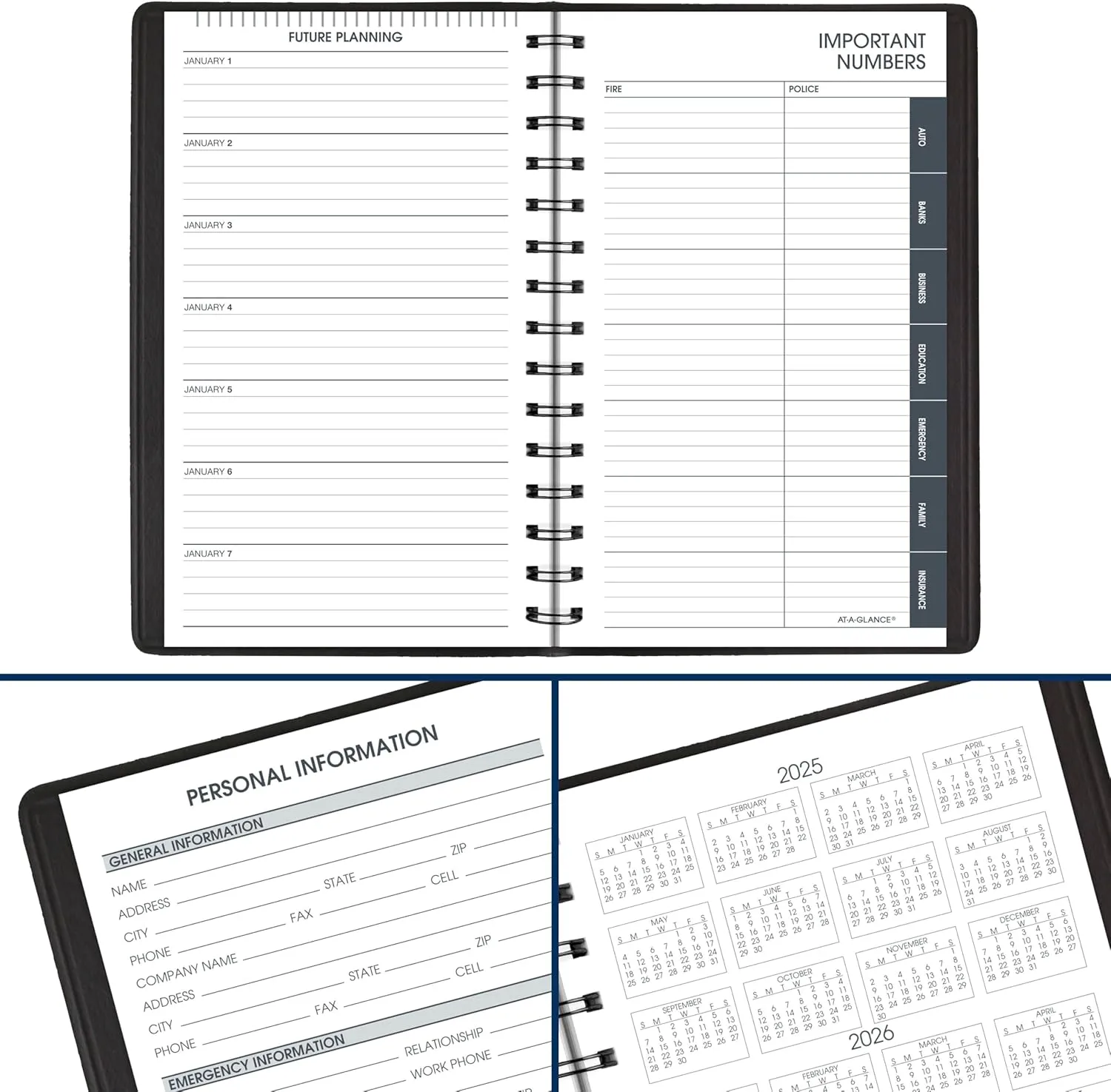 AT-A-GLANCE 2026 Appointment Book Planner, Daily, 5" x 8", Small, Quarter-Hour, Black (708000526) 2026 New Edition