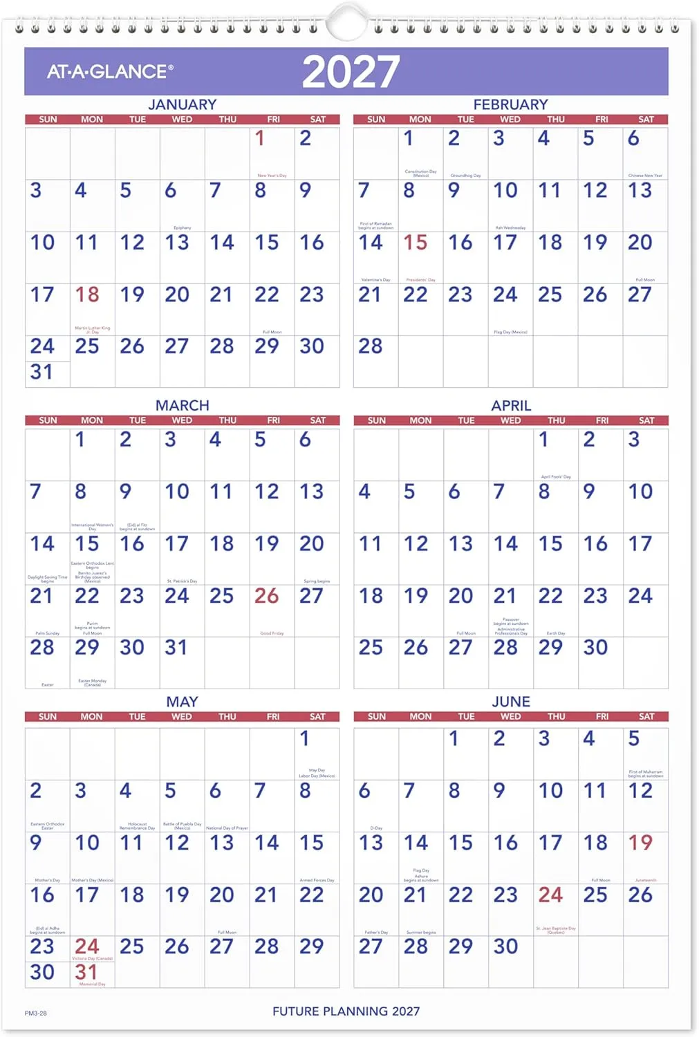 AT-A-GLANCE Monthly Wall Calendar