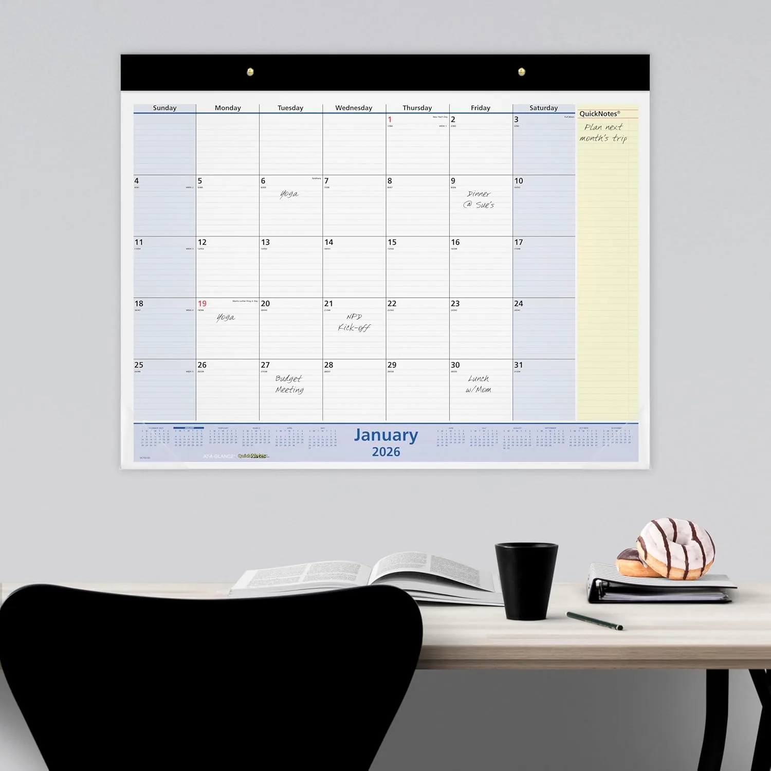 AT-A-GLANCE QuickNotes Monthly Desk Pad Calendar