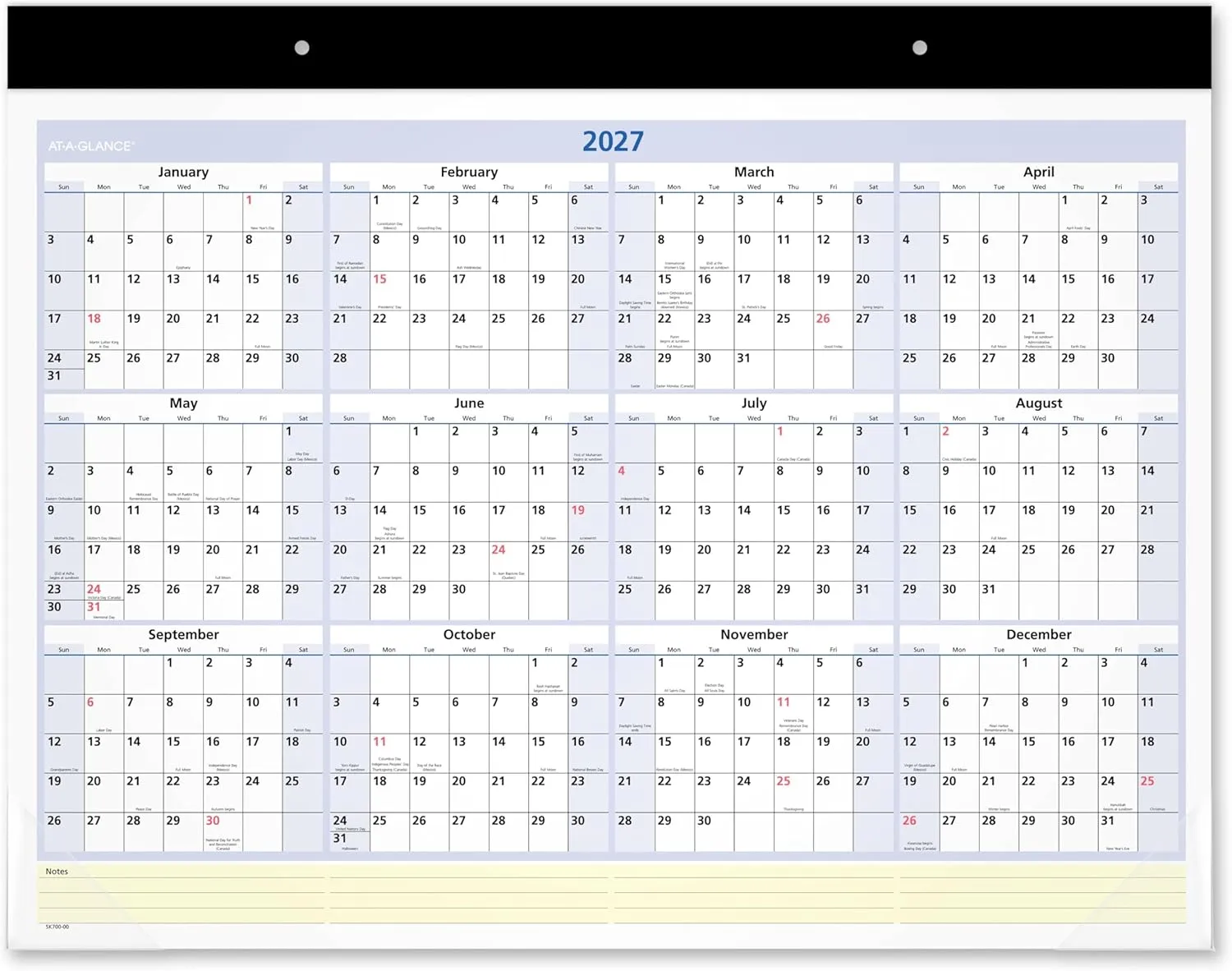 AT-A-GLANCE QuickNotes Monthly Desk Pad Calendar