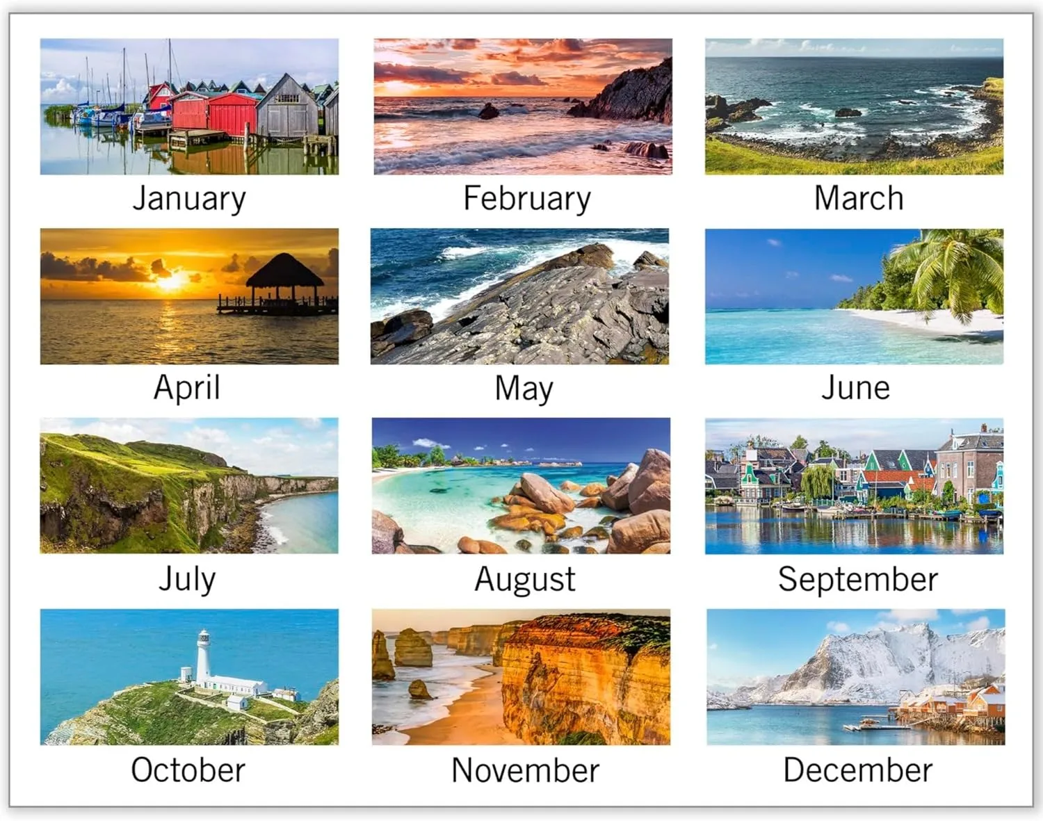 AT-A-GLANCE® 2026 Panoramic Seascape Monthly Desk Pad, Standard, 21 3/4" x 17"