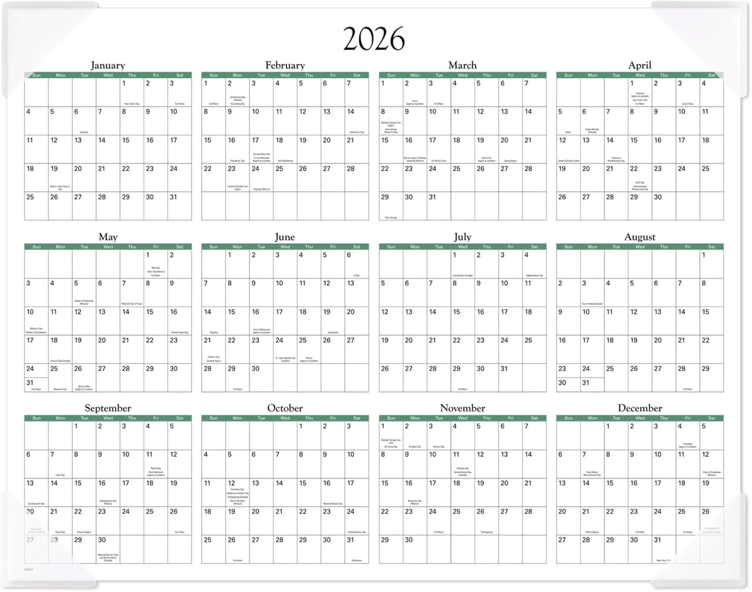 AT-A-GLANCE® 2026 Panoramic Seascape Monthly Desk Pad, Standard, 21 3/4" x 17"