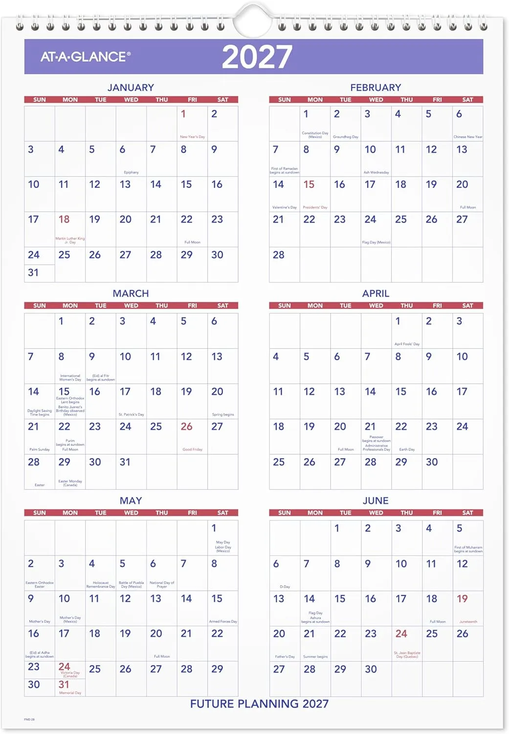 AT-A-GLANCE Monthly Wall Calendar
