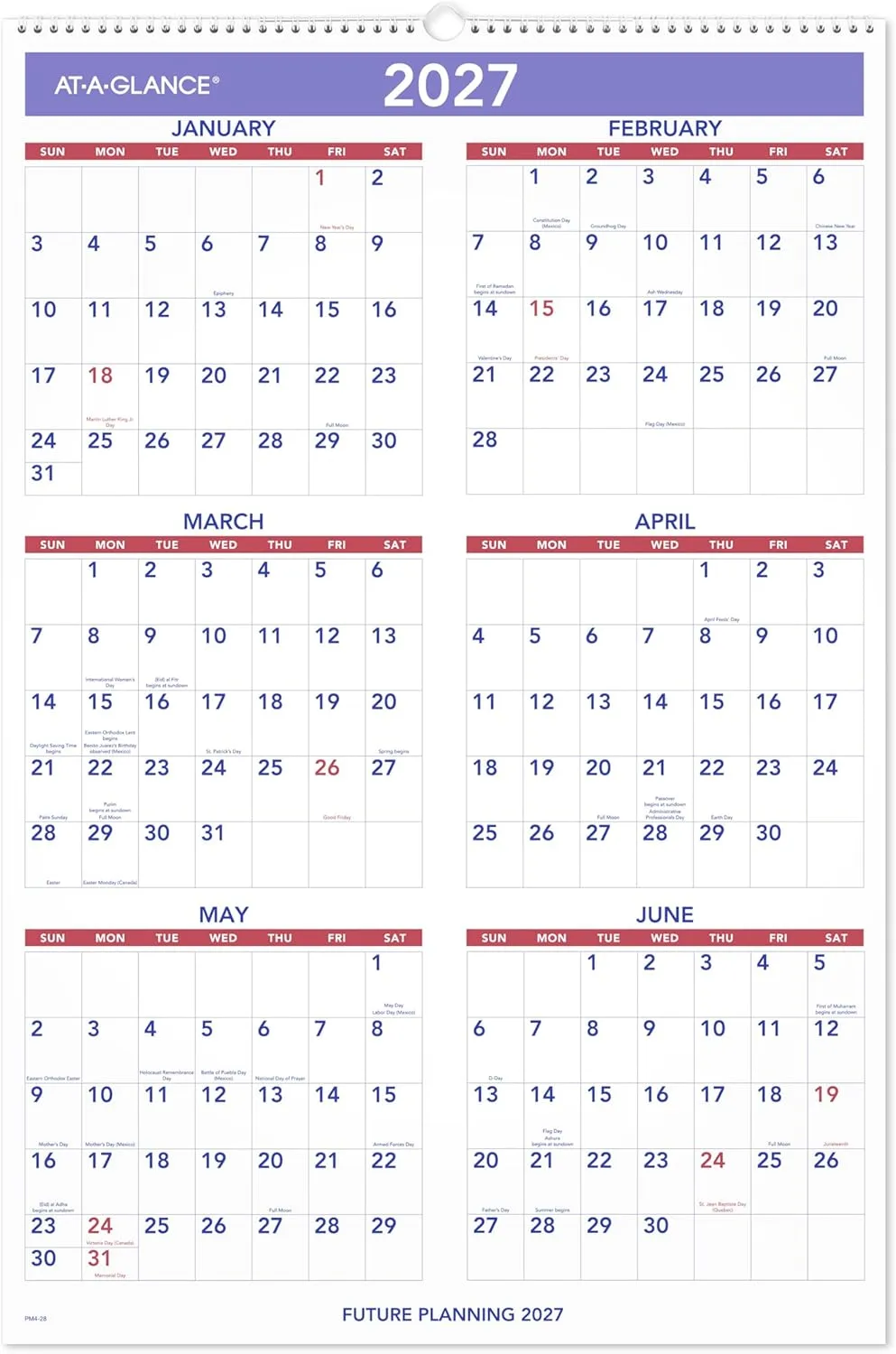 AT-A-GLANCE Monthly Wall Calendar