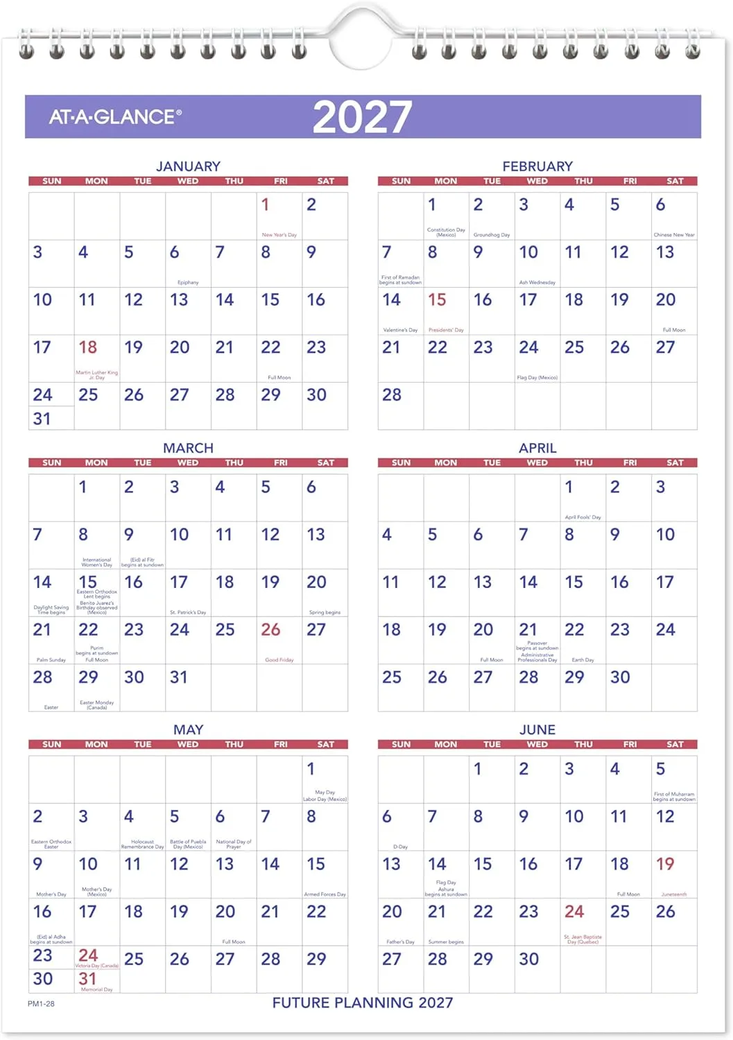 AT-A-GLANCE Monthly Wall Calendar