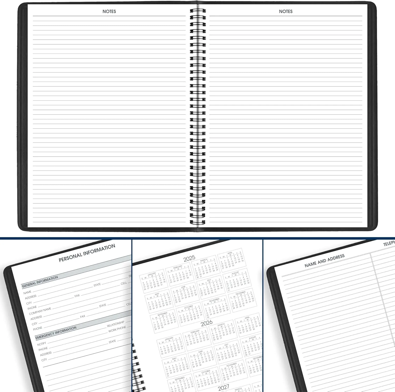AT-A-GLANCE 2026 Appointment Book Planner, Weekly, 8-1/4" x 11", Large, Black (709500526) 2026 New Edition Black