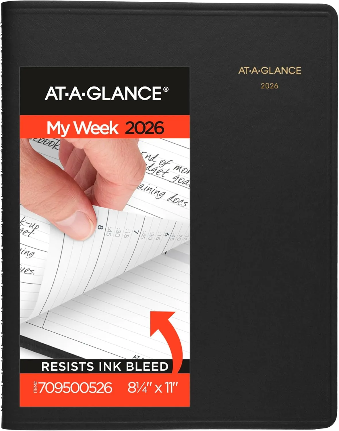 AT-A-GLANCE 2026 Appointment Book Planner, Weekly, 8-1/4" x 11", Large, Black (709500526) 2026 New Edition Black