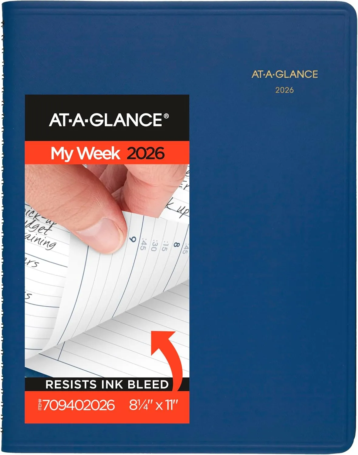 AT-A-GLANCE Weekly Appointment Book Planner, Large 8-1/4 x 11, Quarter-Hourly