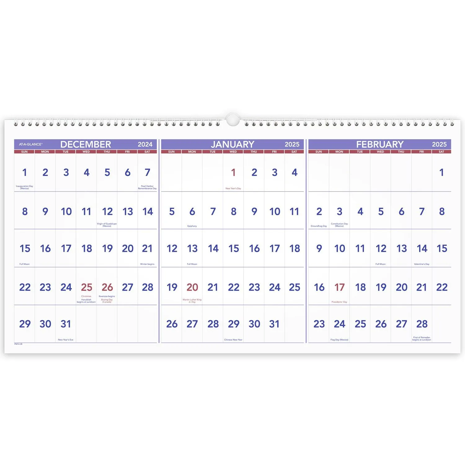 AT-A-GLANCE Three-Month Reference Wall Calendar