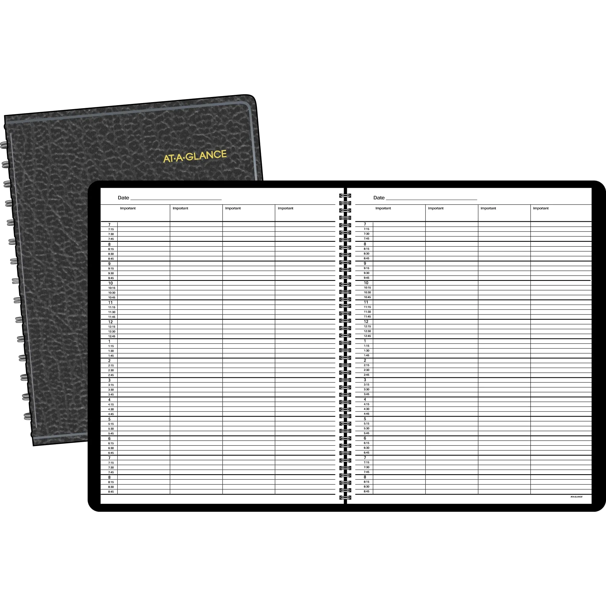 AT-A-GLANCE 4-Person Undated Daily Appointment Book, 8.5 x 11, Black Simulated Leather