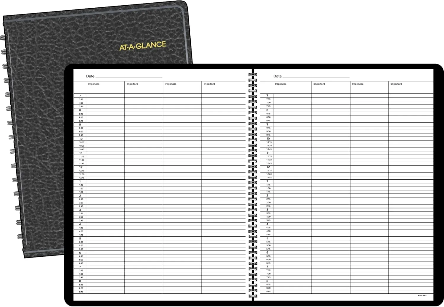 AT-A-GLANCE 4-Person Undated Daily Appointment Book, 8.5 x 11, Black Simulated Leather