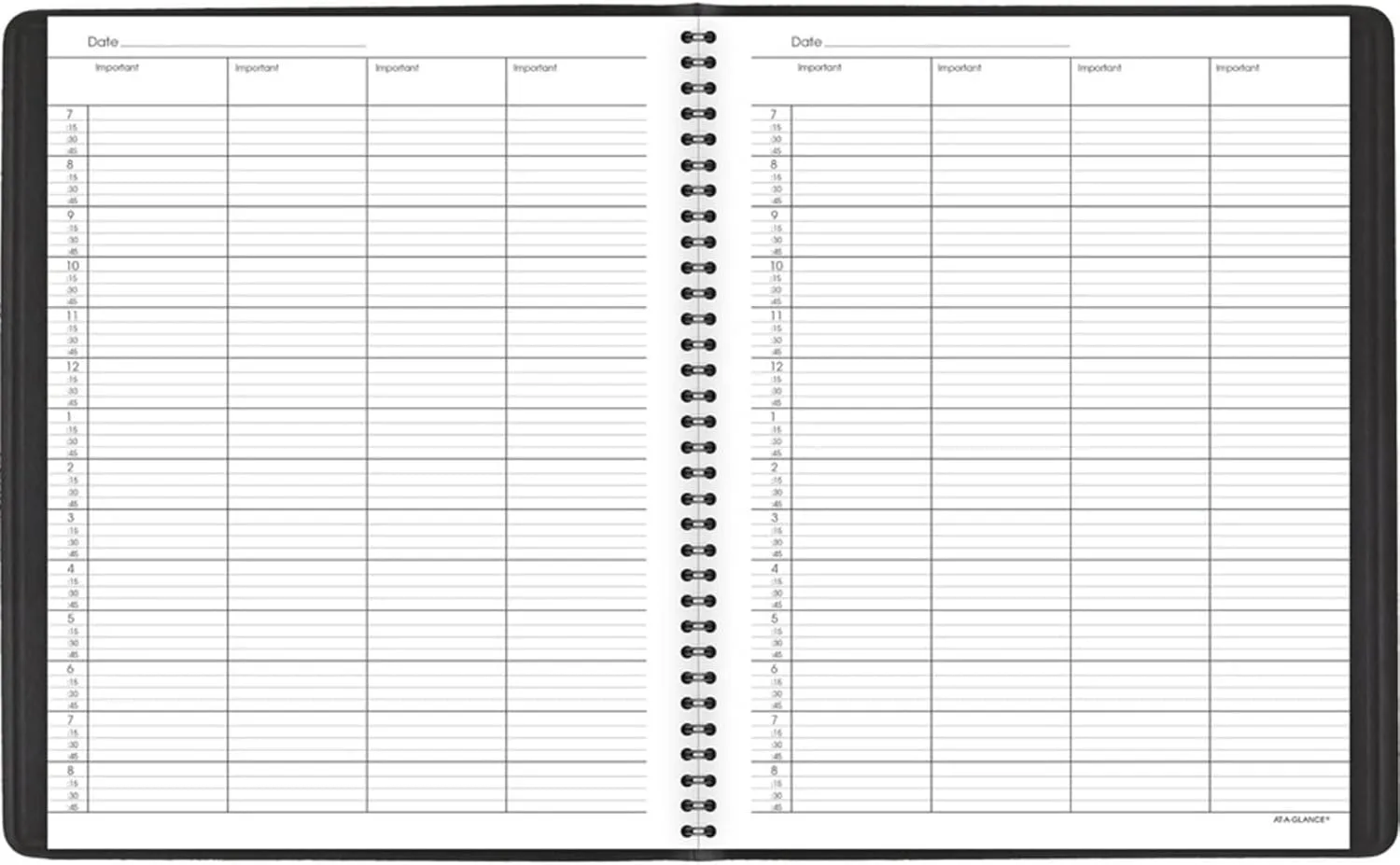 AT-A-GLANCE 4-Person Undated Daily Appointment Book, 8.5 x 11, Black Simulated Leather