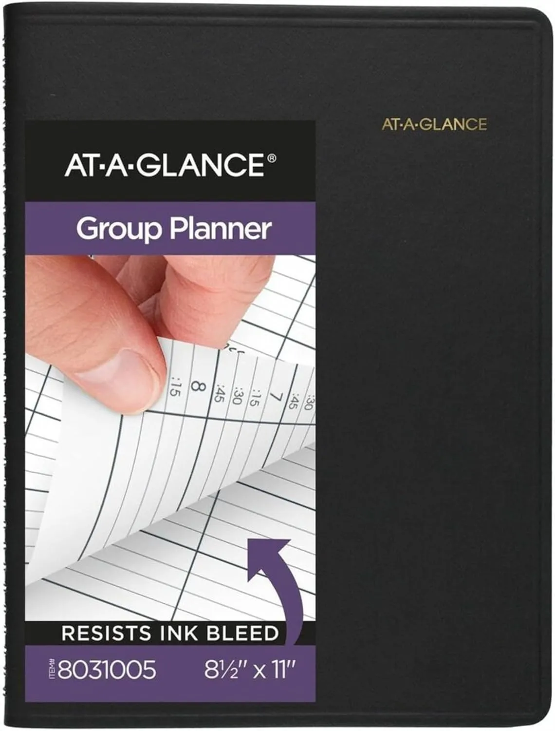 AT-A-GLANCE 4-Person Undated Daily Appointment Book, 8.5 x 11, Black Simulated Leather