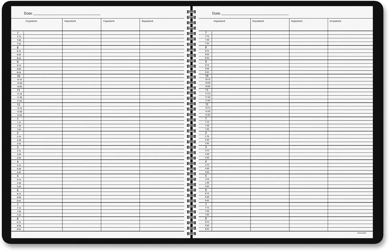 AT-A-GLANCE 4-Person Undated Daily Appointment Book, 8.5 x 11, Black Simulated Leather