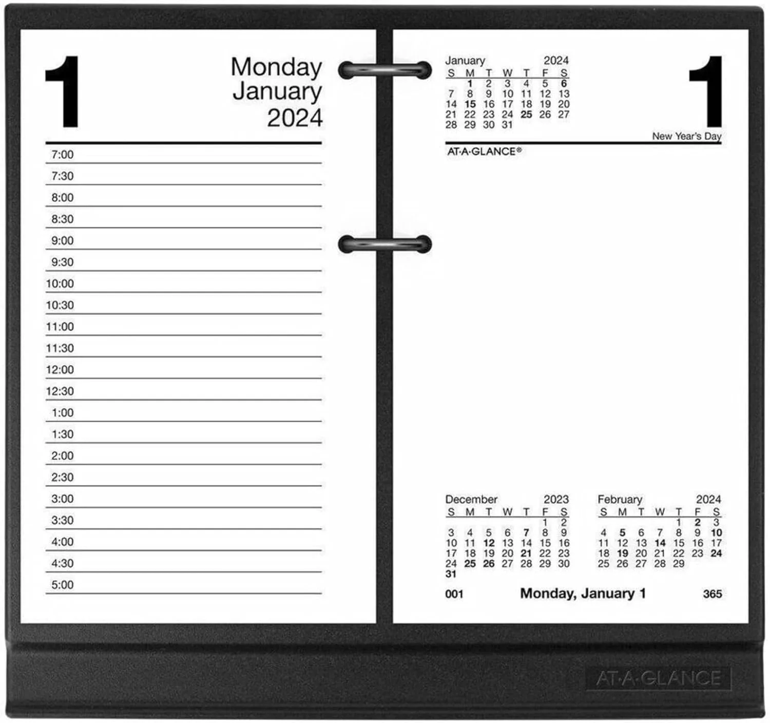 AT-A-GLANCE Loose-leaf Desk Calendar Base for 3.5 x 6 Inch Page Size, Black (E17-00)