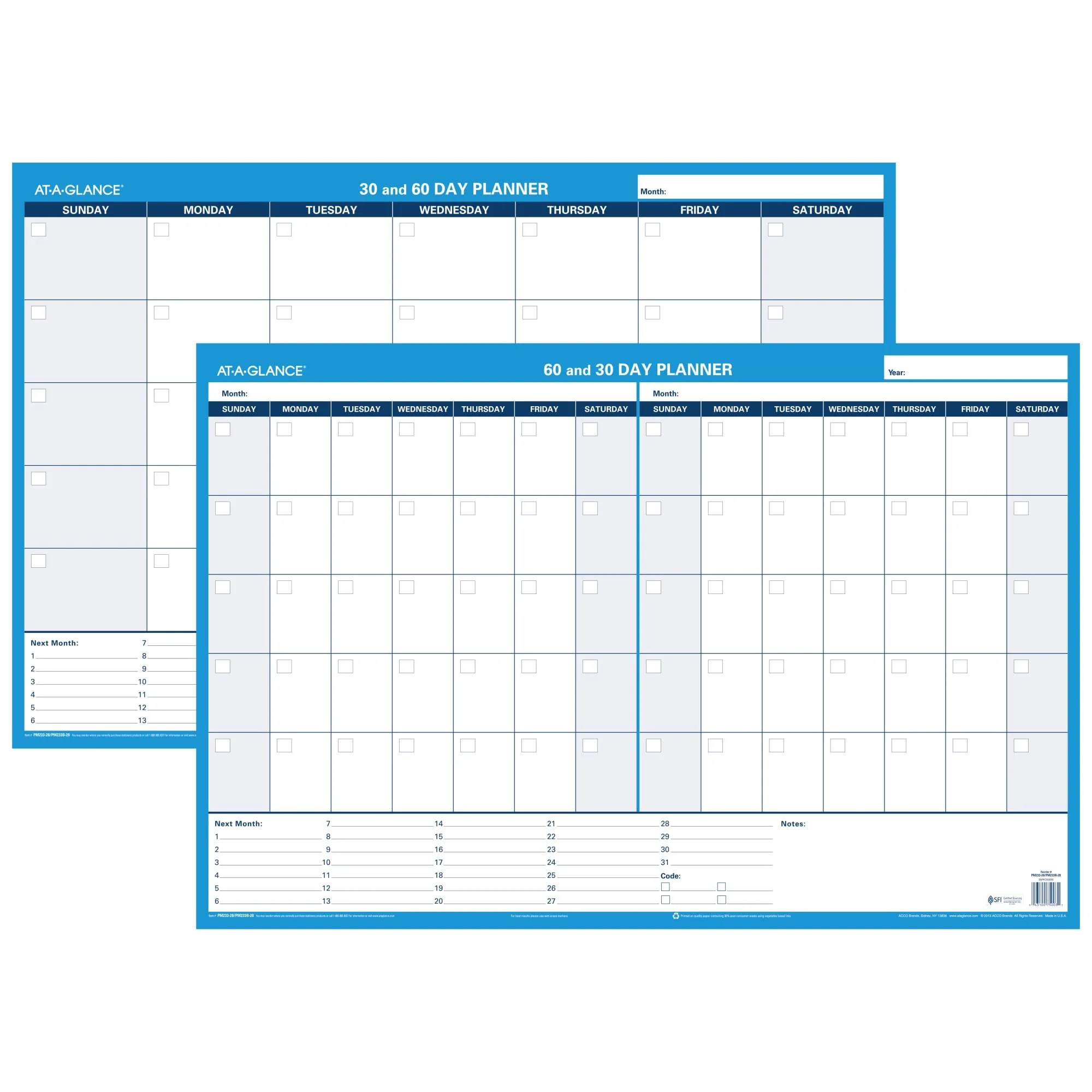 AT-A-GLANCE Undated Erasable Wall Planner, 30/60-Day, 36 x 24