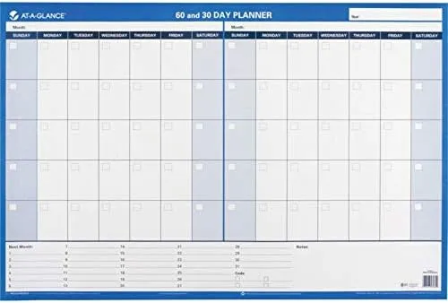AT-A-GLANCE Undated Erasable Wall Planner, 30/60-Day, 36 x 24