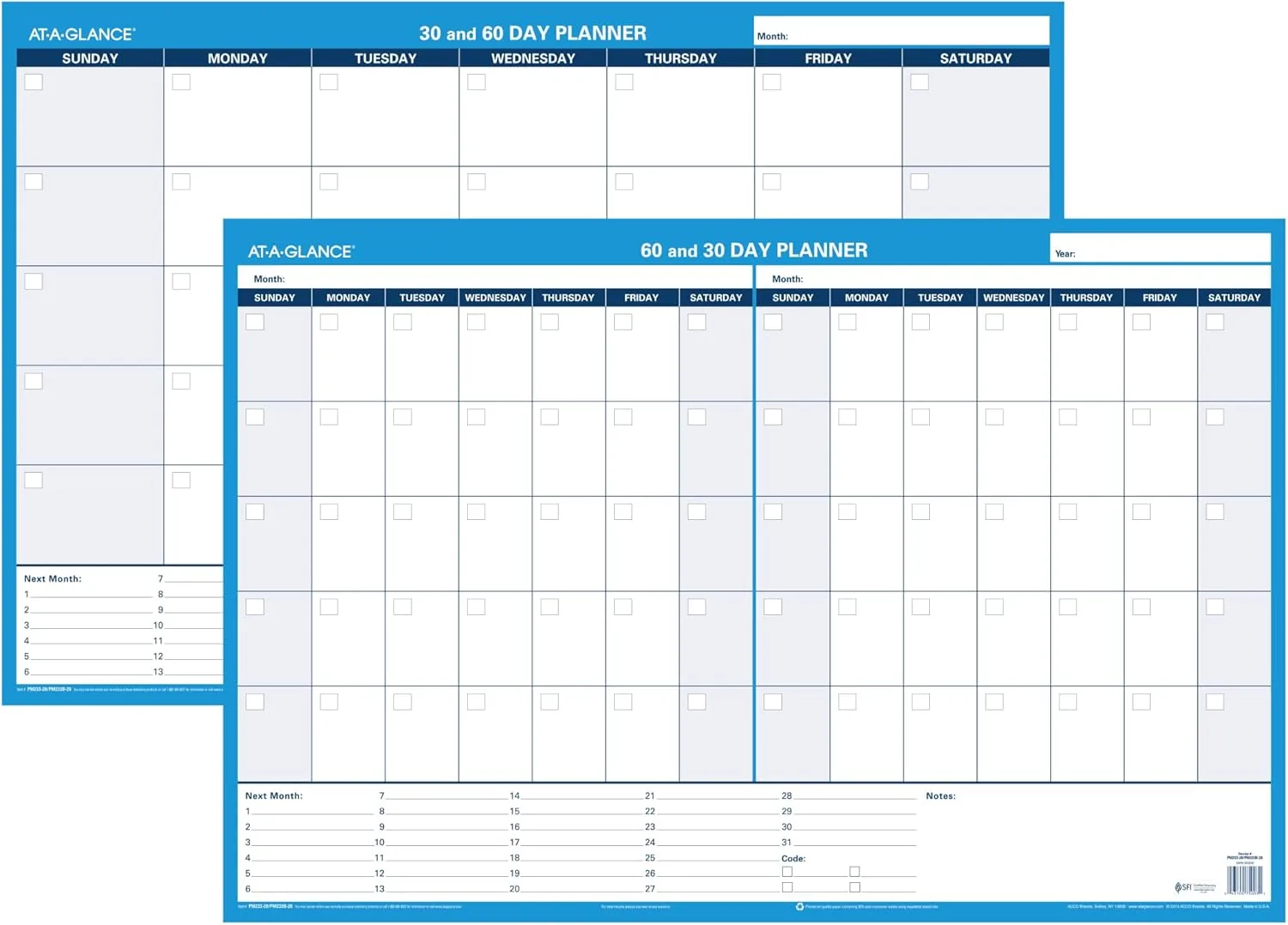AT-A-GLANCE Undated Erasable Wall Planner, 30/60-Day, 36 x 24