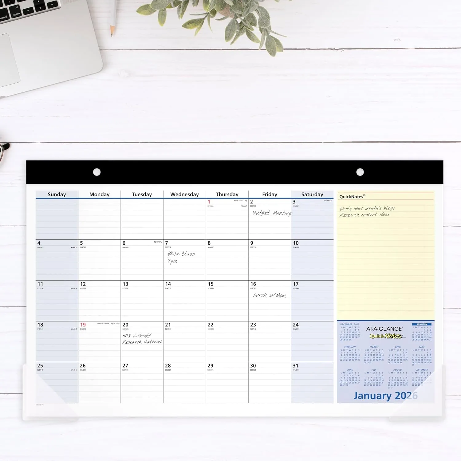 AT-A-GLANCE QuickNotes Monthly Desk Pad Calendar