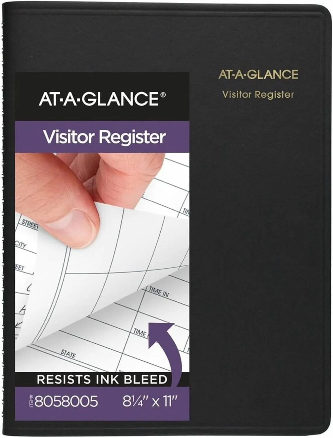 AT-A-GLANCE 8058005 Recycled Visitor Register Book, Black, 8 1/2 x 11