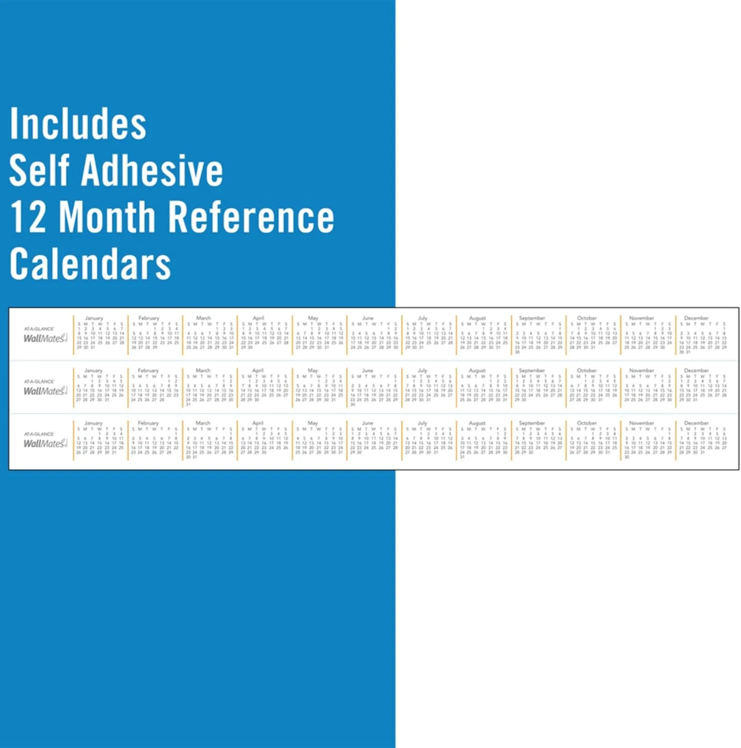 AT-A-GLANCE AW602028 WallMates Self-Adhesive Dry Erase Monthly Planning Surface, 36 x 24, Gray/White/Orange